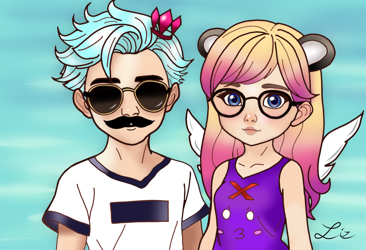 Chibi anime couple artwork